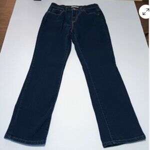 Levi’s 505 Straight Leg Jeans Womens 8 Short Dark‎ Wash Stretch Denim C24